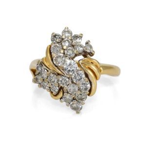14K Yellow Gold Diamond Cluster Ring 1.00TDW, 5.3gr