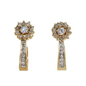 14K Yellow Gold Diamond Stud & Half Loop Earrings, 8gr