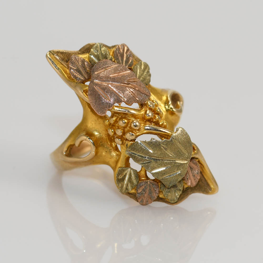 10K Three Tone Leaf Design Ring 6.6gr - Tangible Investments