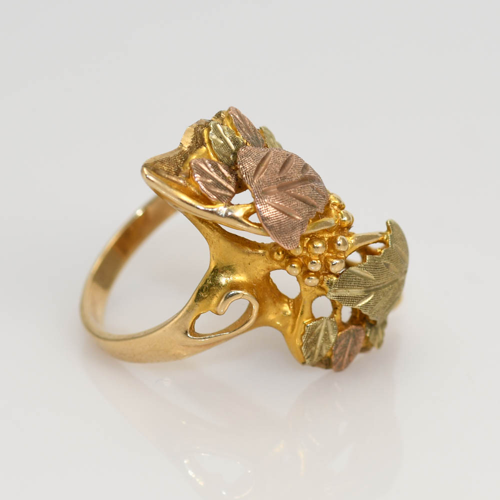 10K Three Tone Leaf Design Ring 6.6gr - Tangible Investments