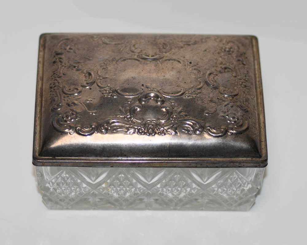 Glass Candy Box w Towle Sterling Silver Lid,1.745ozt - Image 2