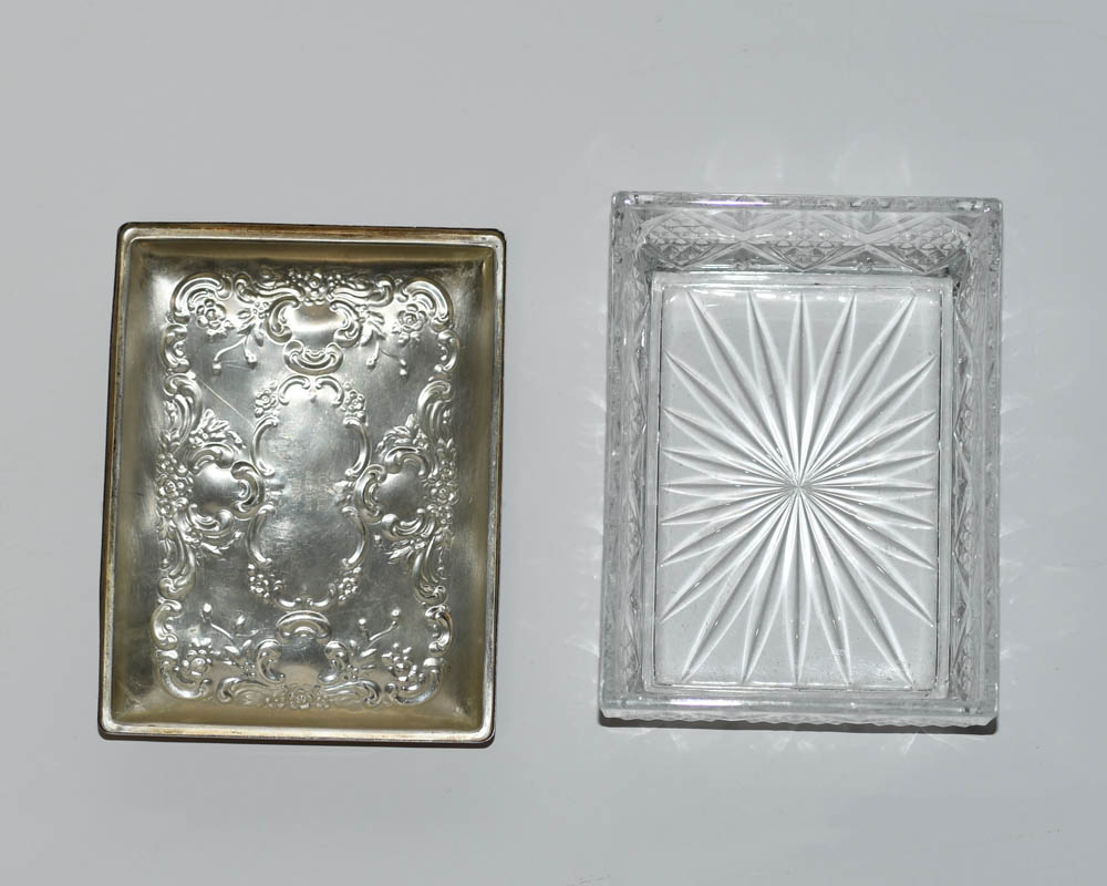 Glass Candy Box w Towle Sterling Silver Lid,1.745ozt - Image 3