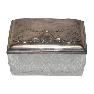Glass Candy Box w Towle Sterling Silver Lid,1.745ozt
