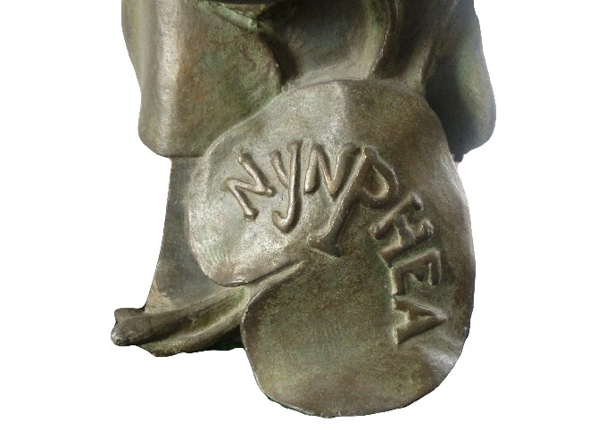 Art Nouveau Patinated Bronze Nynphea Head Statue - Image 2