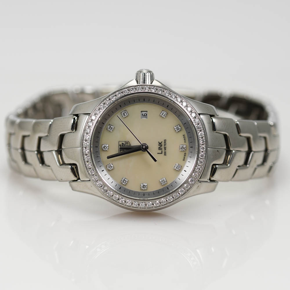 Tag Heuer Link Stainless Steel Wristwatch Diamond Bezel & Dial
