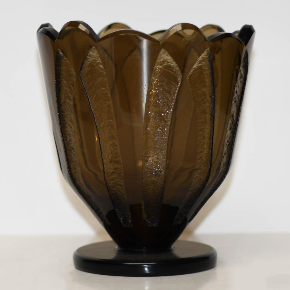 Schneider Art Deco Acid-Etched Topaz Glass Vase - Image 2