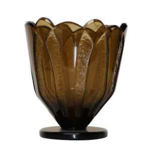 Schneider Art Deco Acid-Etched Topaz Glass Vase