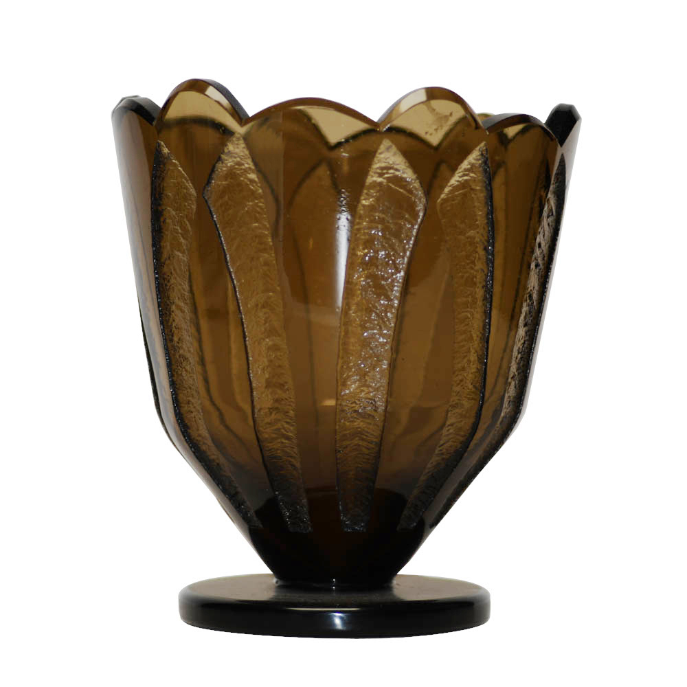 Schneider Art Deco Acid-Etched Topaz Glass Vase