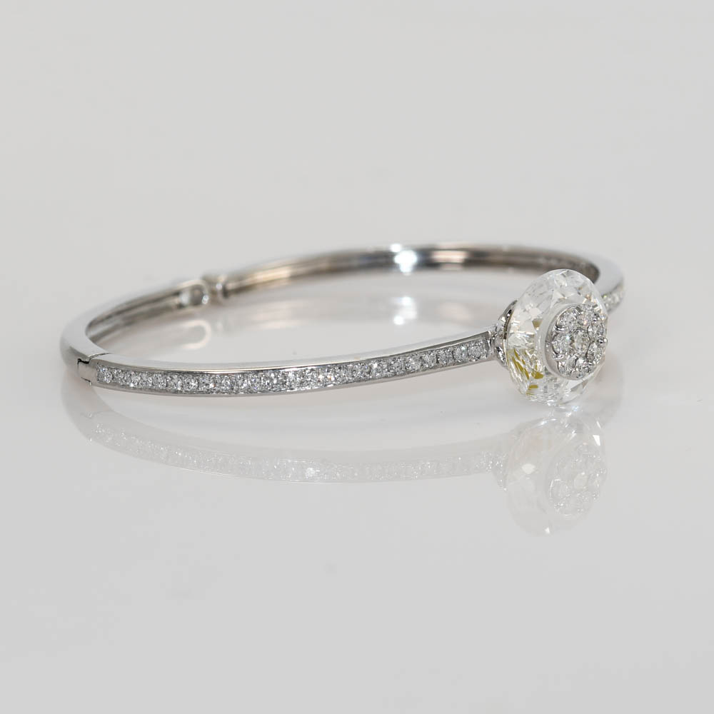 18K White Gold Diamond Bangle Bracelet, 1.00ct TDW, 14.4gr - Image 5