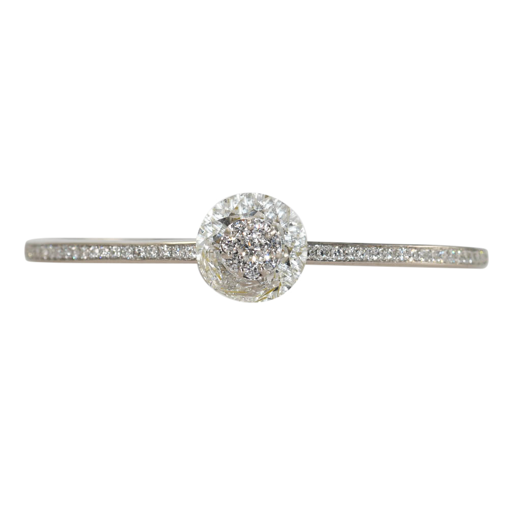 18K White Gold Diamond Bangle Bracelet, 1.00ct TDW, 14.4gr