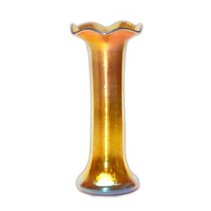Steuben Gold Aurene Glass Ruffled Trumpet Vase