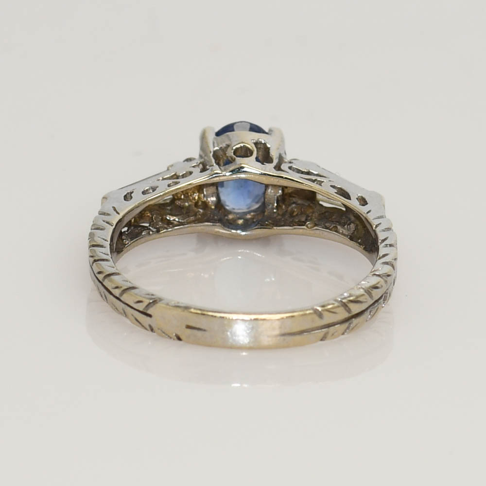 18K White Gold Diamond & Sapphire Ring, 1.12ct Saph, 3.8g - Image 6