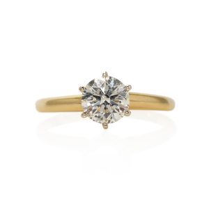 14K Yellow Gold Ladies Solitaire 1.01ct Diamond Ring, 2gr