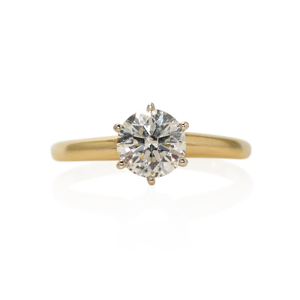 14K Yellow Gold Ladies Solitaire 1.01ct Diamond Ring, 2gr