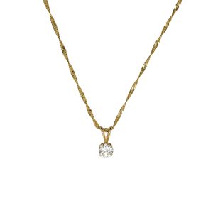 14K Yellow Gold Diamond Pendant Necklace, .65ct 3g