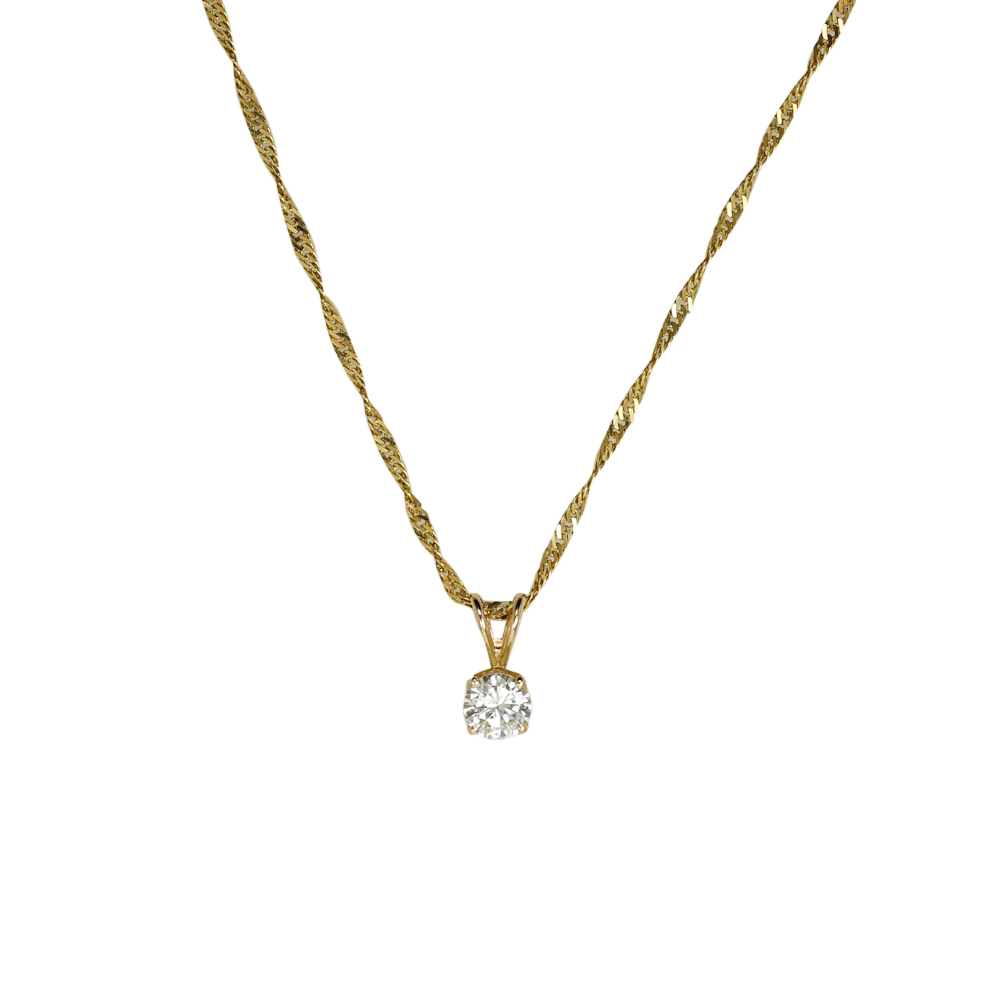 14K Yellow Gold Diamond Pendant Necklace, .65ct 3g