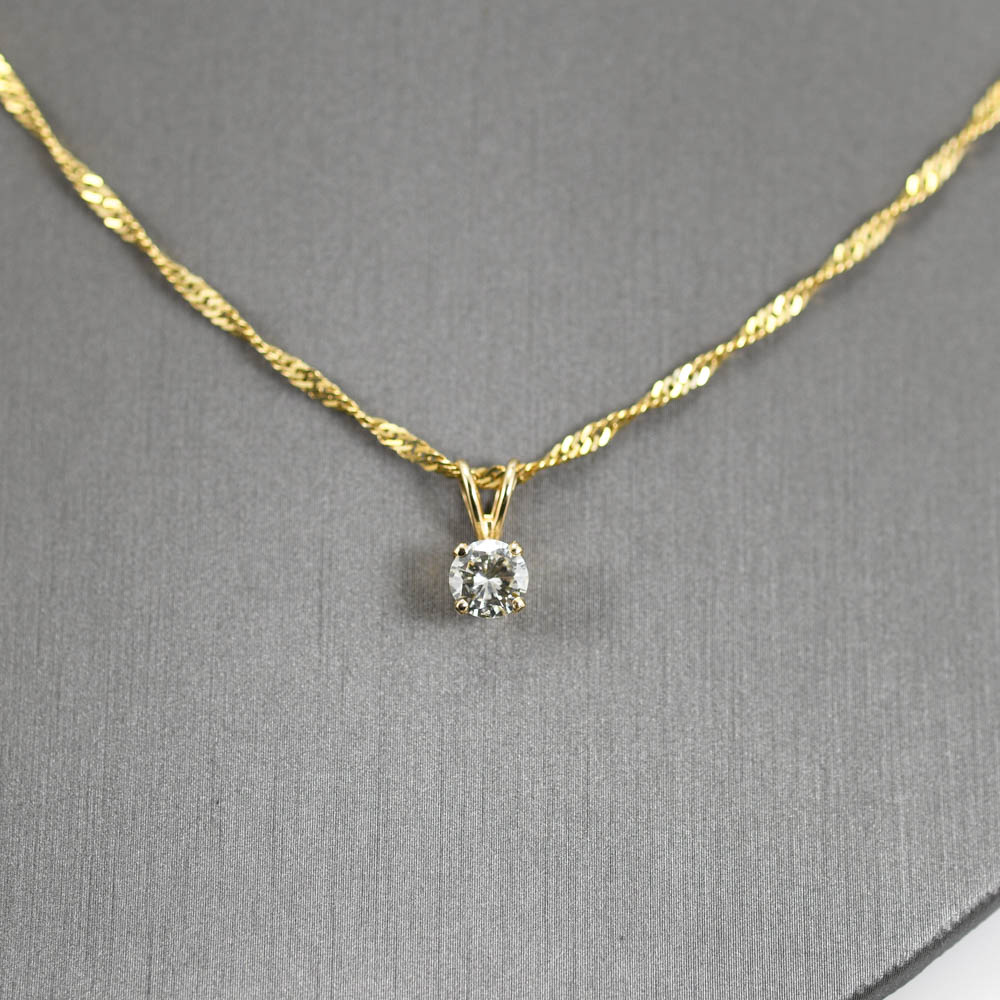 14K Yellow Gold Diamond Pendant Necklace, .65ct 3g - Image 2