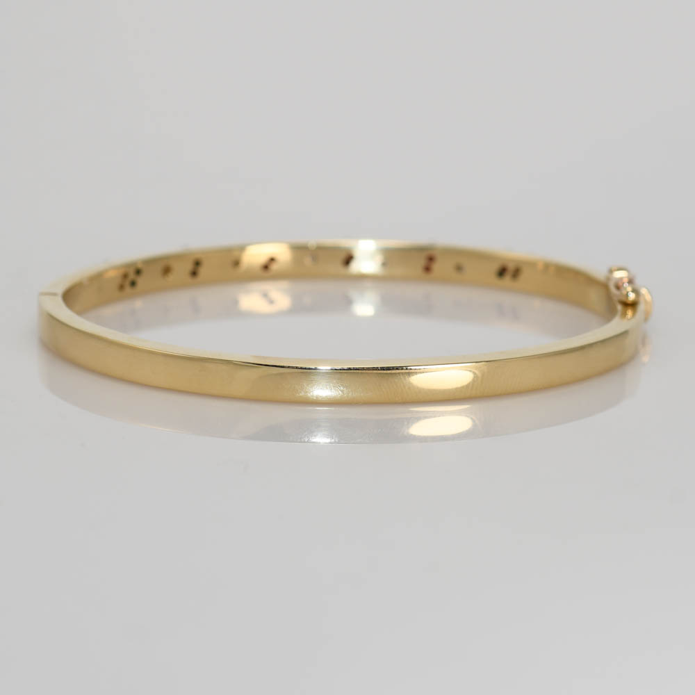 14K Yellow Gold Garnet & Diamond Bangle Bracelet - Image 7