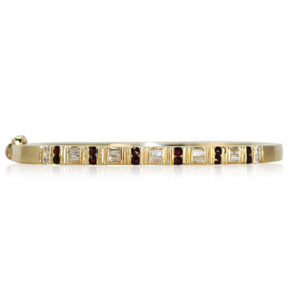 Garnet & Diamond Bangle Bracelet