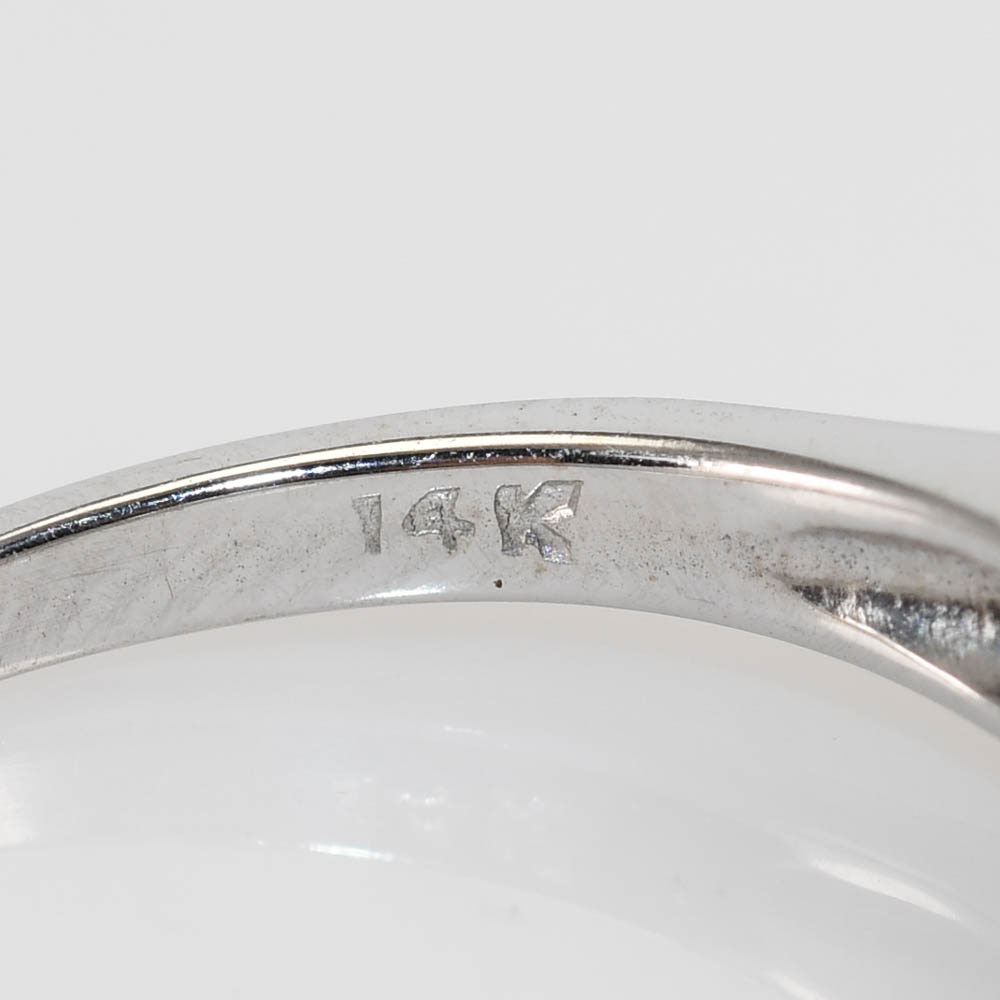 14K White Gold Diamond Ring .75ct CTR 2.2g - Image 8