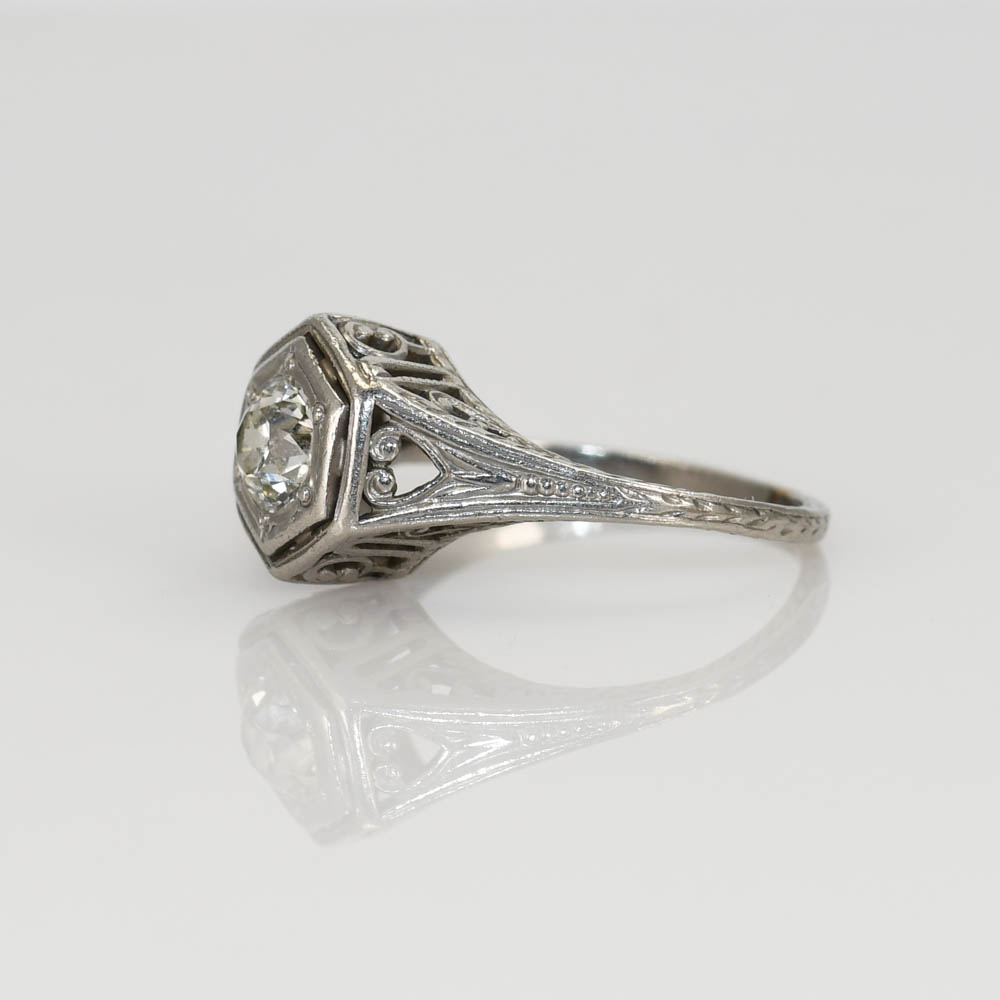 Platinum Art Deco Diamond Ring, .40ct, 3g - Image 12