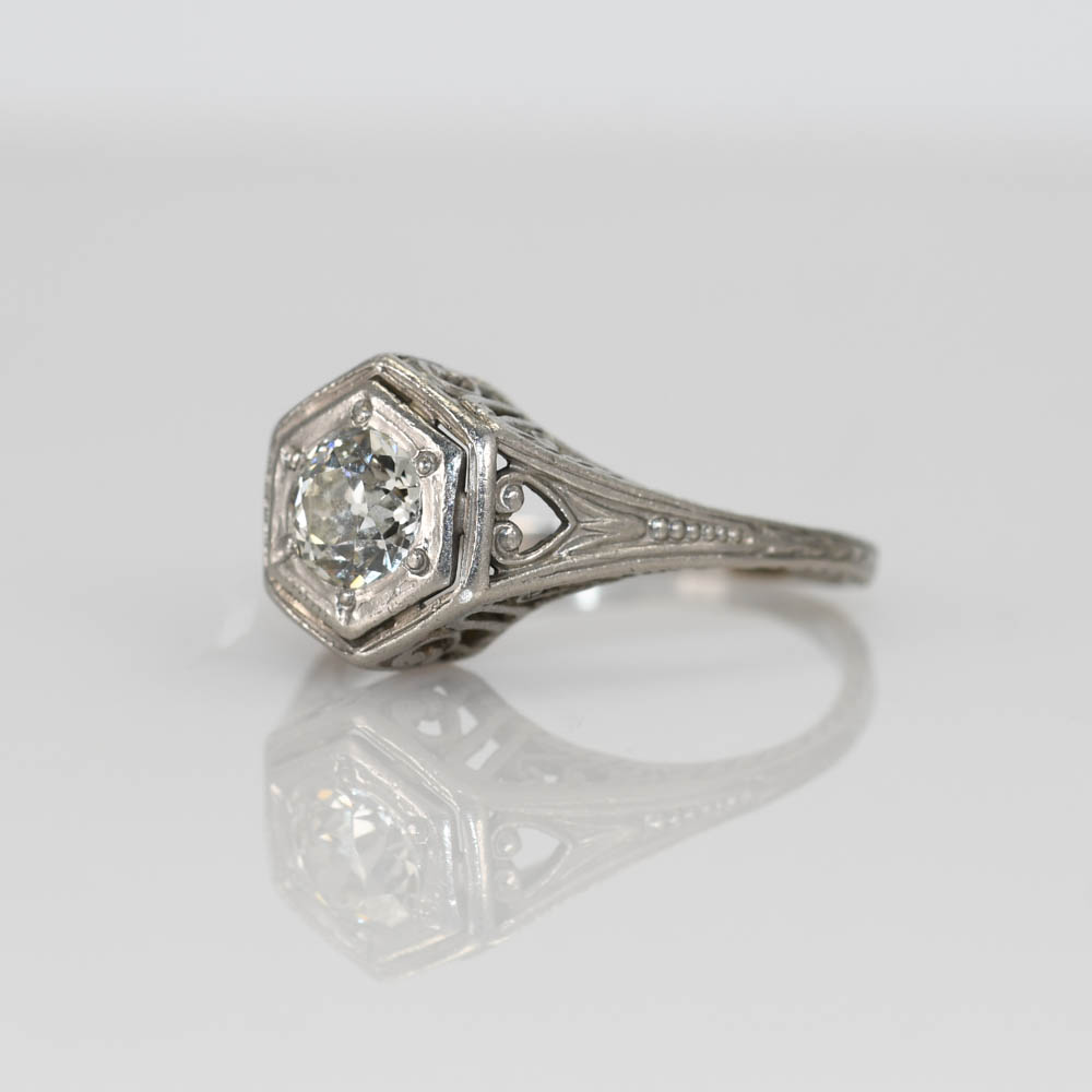 Platinum Art Deco Diamond Ring, .40ct, 3g - Image 11