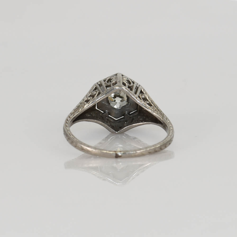 Platinum Art Deco Diamond Ring, .40ct, 3g - Image 9