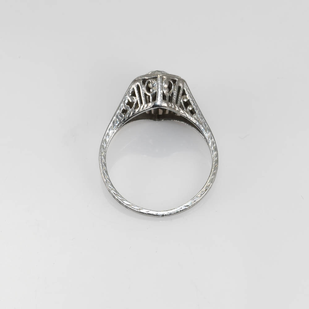 Platinum Art Deco Diamond Ring, .40ct, 3g - Image 8