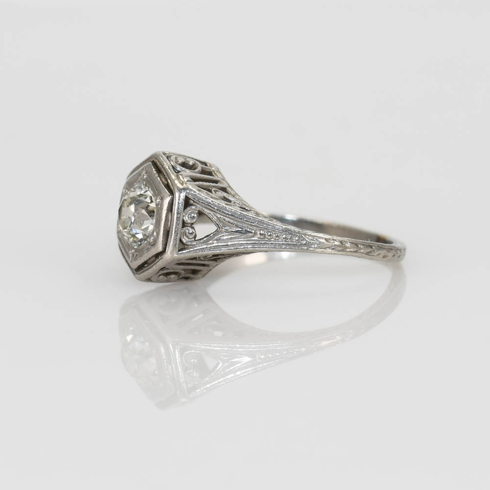 Platinum Art Deco Diamond Ring, .40ct, 3g - Image 5