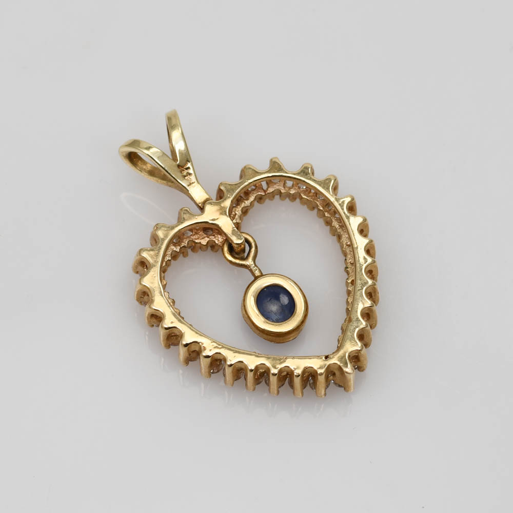 14K Yellow Gold Cubic Zirconia Heart Pendant, 6.1gr - Image 4