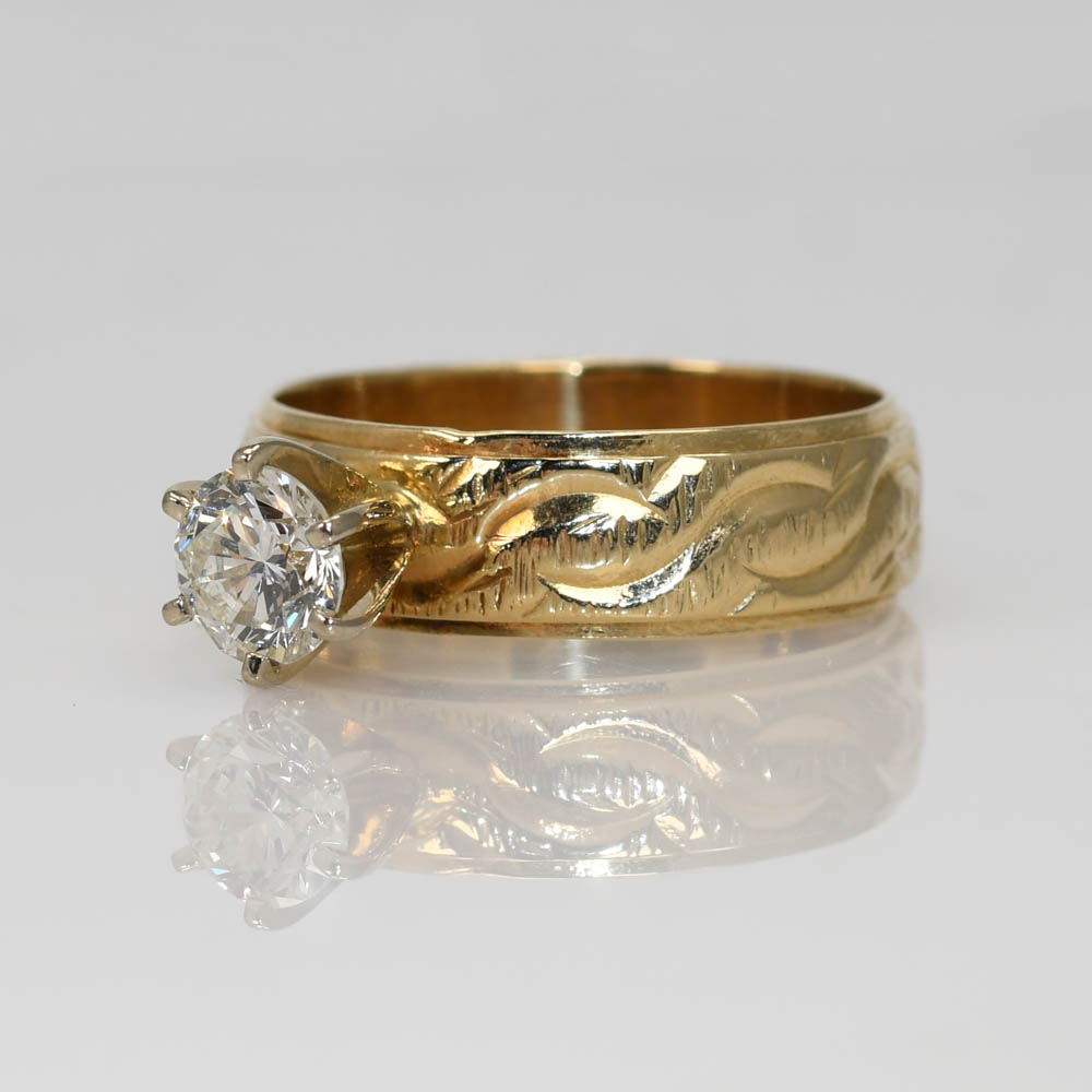 14K Yellow Solitaire Diamond Ring 0.60ct, 4.4gr - Image 3