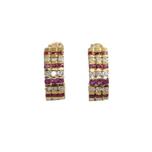 14K Ruby & Diamond Earrings, 7.9gr