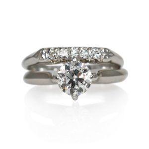 Platinum Diamond Ring Set .75ct Center Diamond, 7.8g