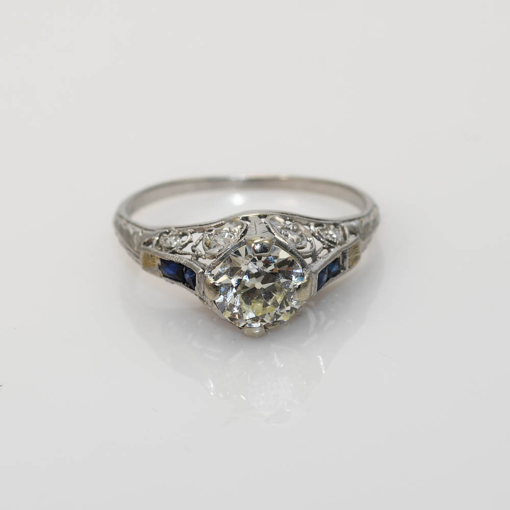 Platinum Art Deco Diamond Ring, 1.00ct Ctr, 2.9g - Image 5