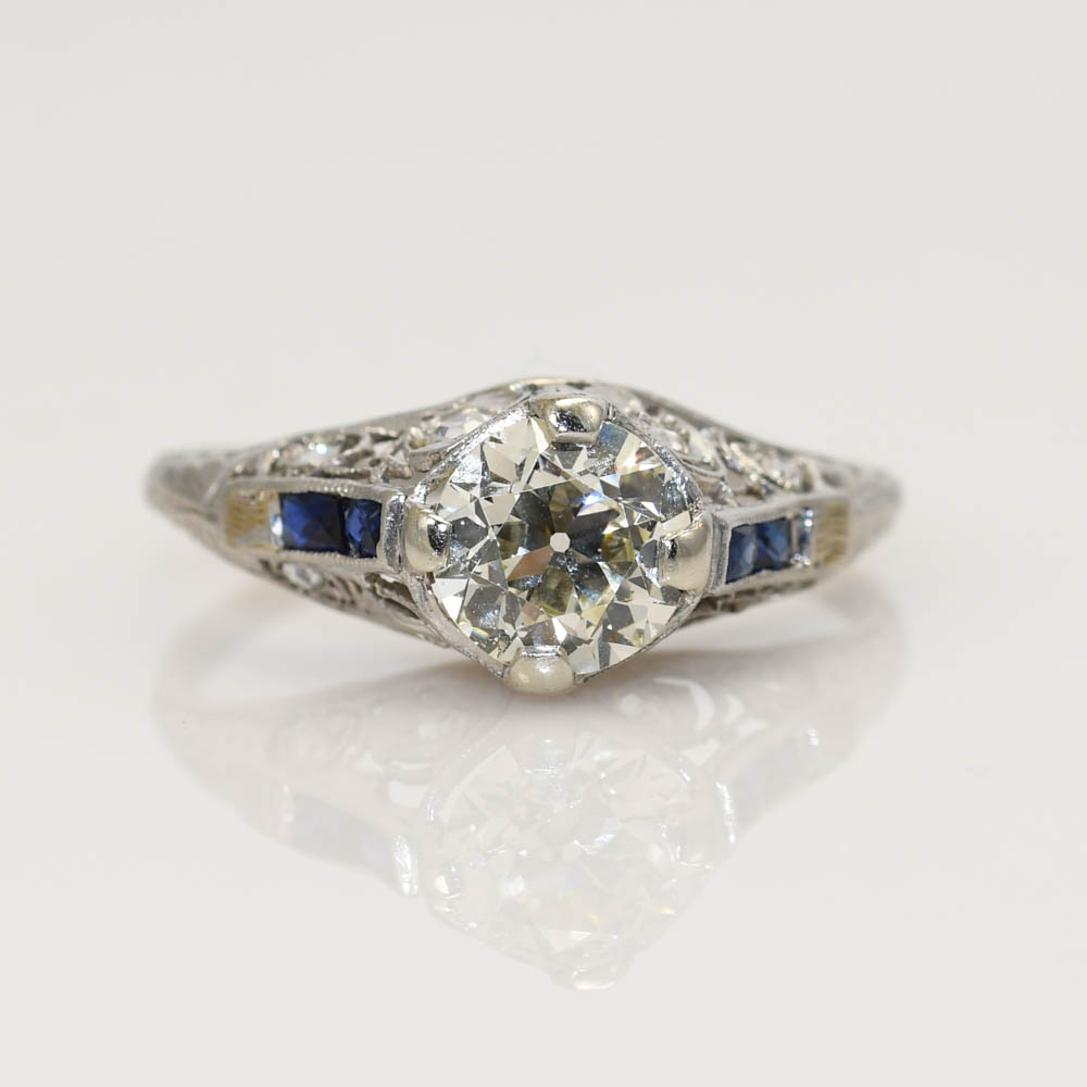 Platinum Art Deco Diamond Ring, 1.00ct Ctr, 2.9g - Image 6