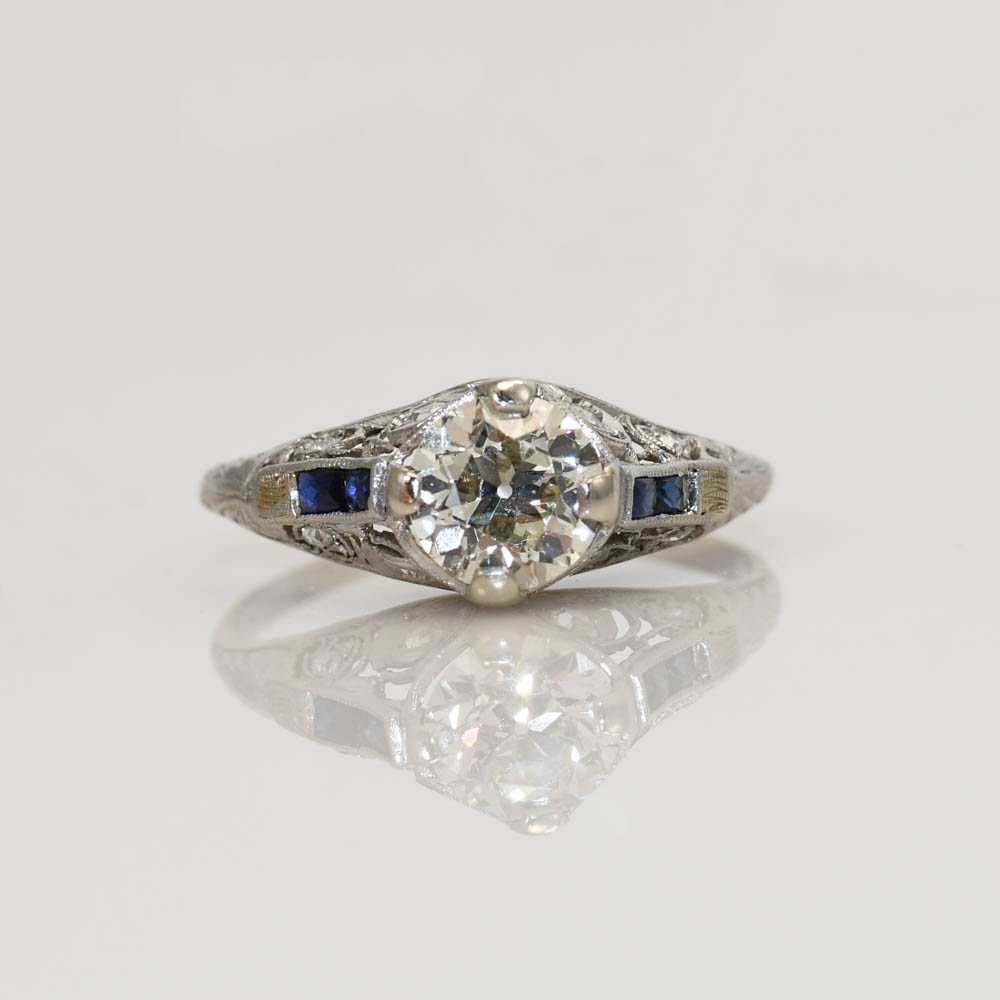 Platinum Art Deco Diamond Ring, 1.00ct Ctr, 2.9g - Image 4