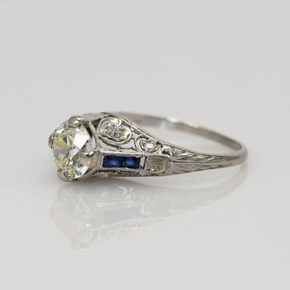 Platinum Art Deco Diamond Ring, 1.00ct Ctr, 2.9g - Image 3