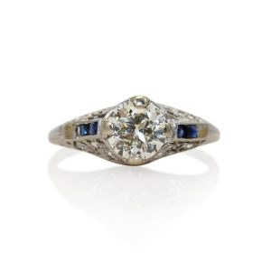 Platinum Art Deco Diamond Ring, 1.00ct Ctr, 2.9g