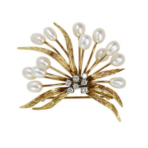 Vintage Pearl & Diamond Brooch