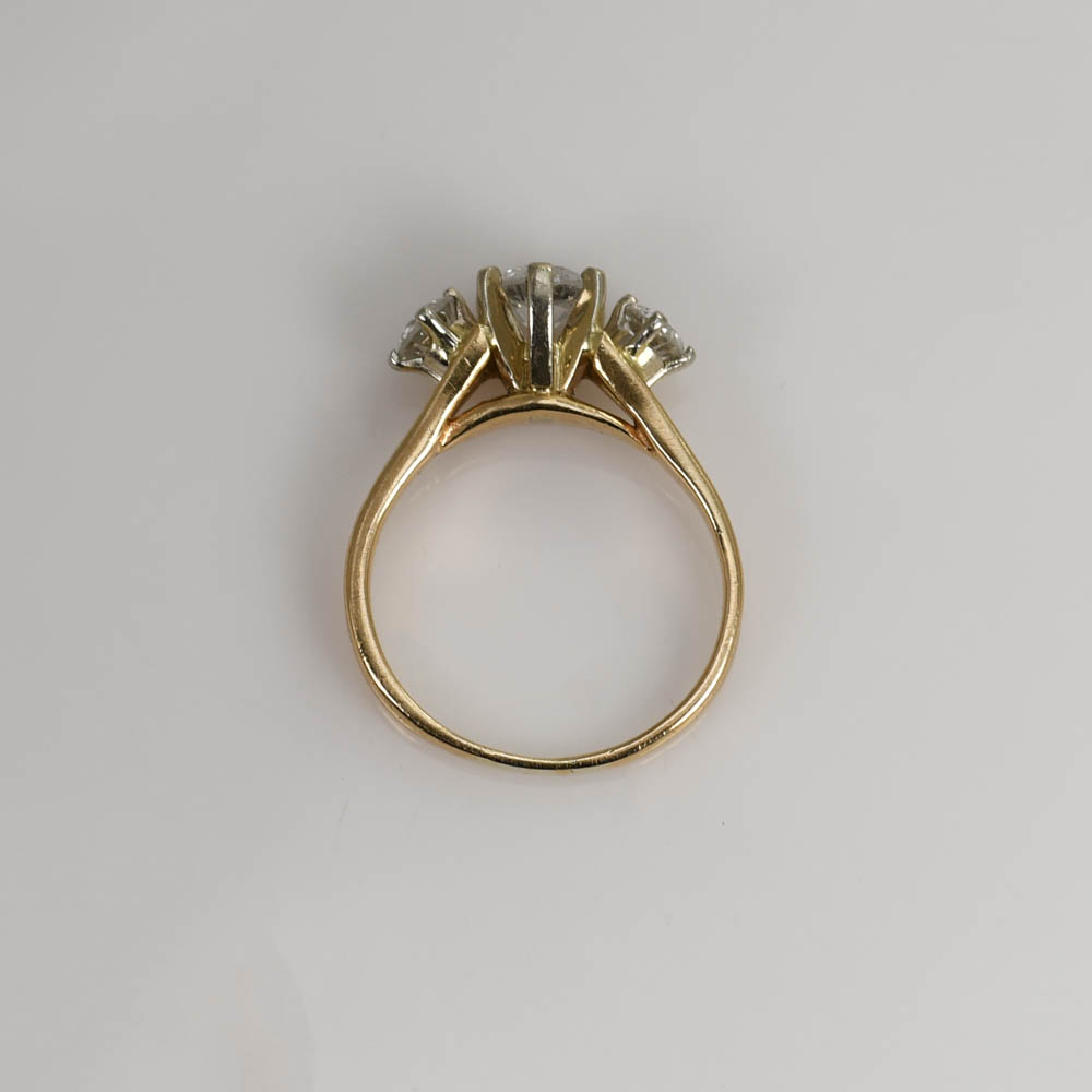 14K Yellow Gold Three-Diamond Ring, .85tdw, 3.3g - Tangible Investments