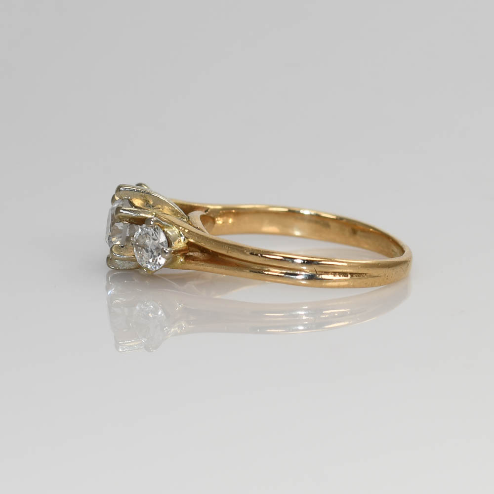 14K Yellow Gold Three-Diamond Ring, .85tdw, 3.3g - Image 5