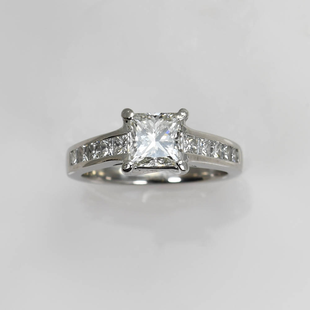 Ladies Platinum Diamond Ring, 1.03ct GIA H/VSI 5.4g - Image 2