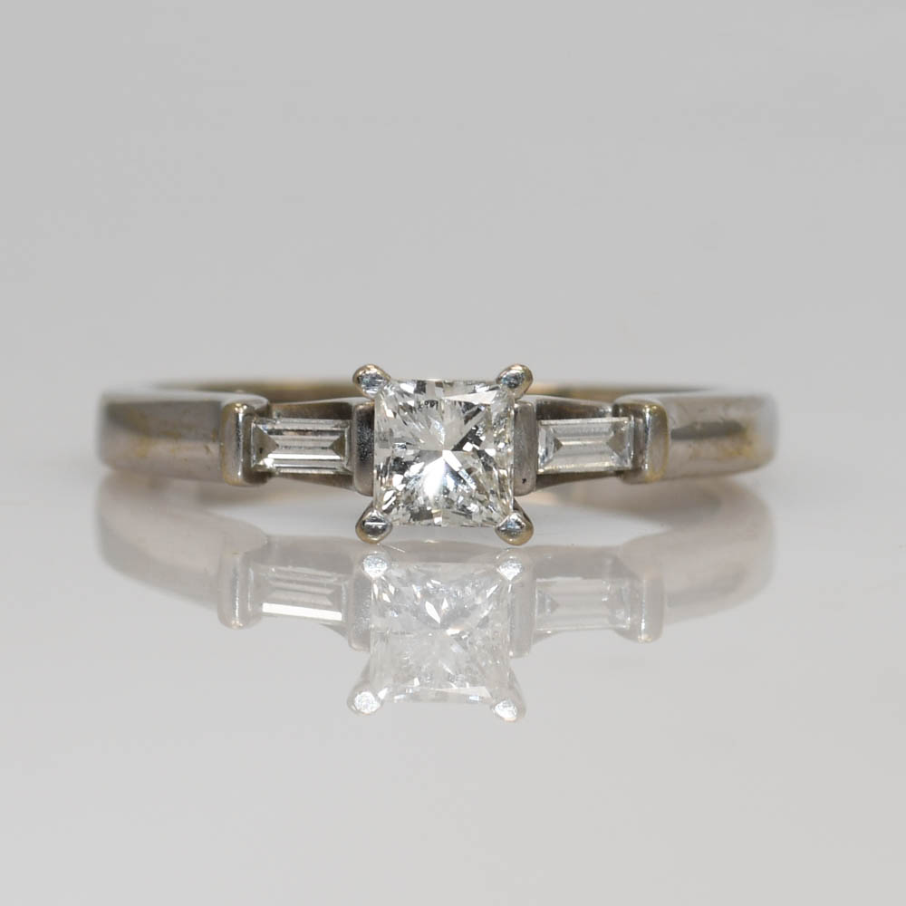 14K White Gold Princess Cut Diamond Ring - Image 3