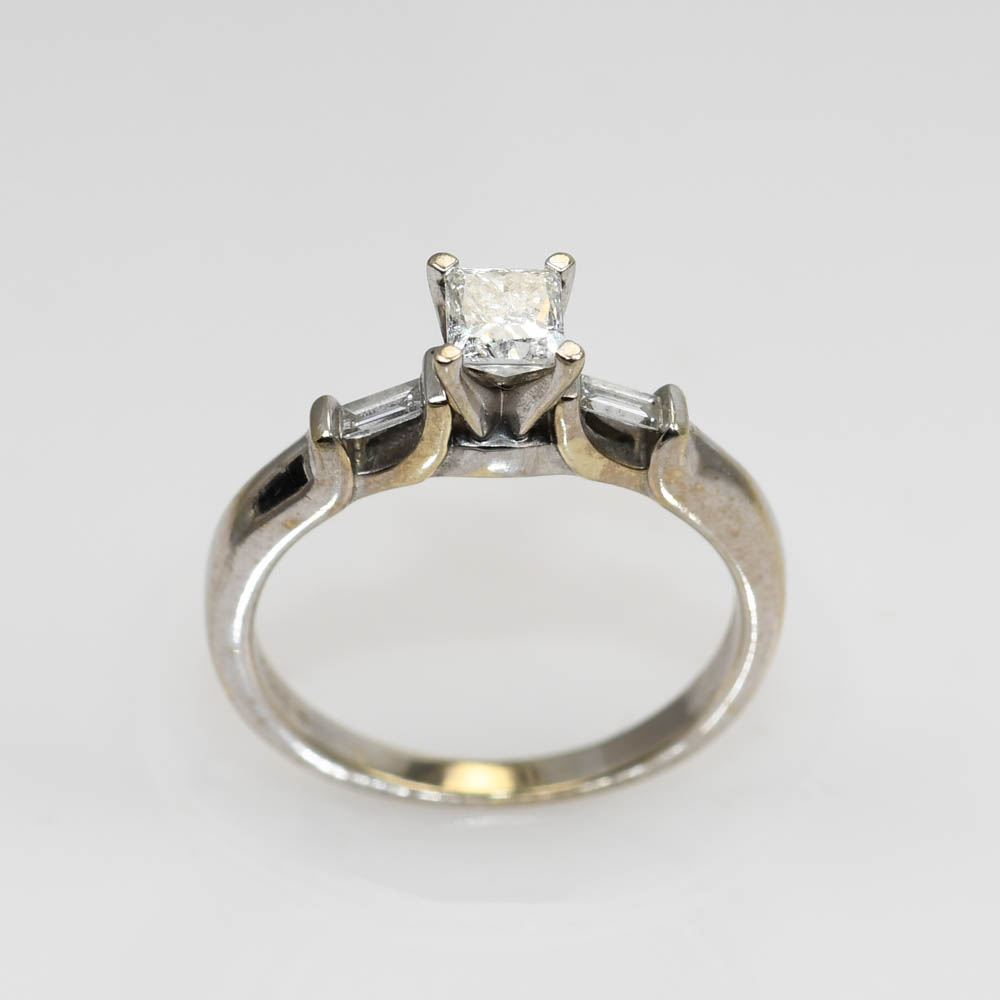 14K White Gold Princess Cut Diamond Ring - Image 2