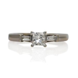14K White Gold Princess Cut Diamond Ring