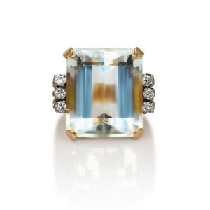 18K Yellow Gold Aquamarine & Diamond Ring, 18.00ct, 17.2g