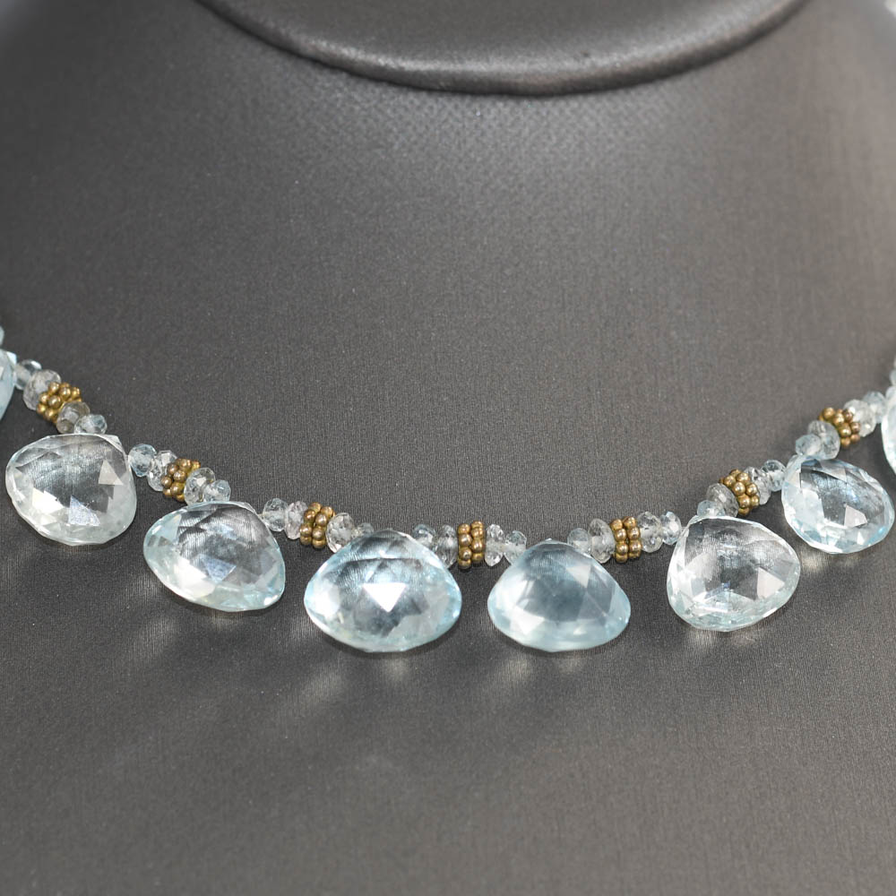 14K Yellow Gold Aquamarine Necklace, 80 carats - Image 3