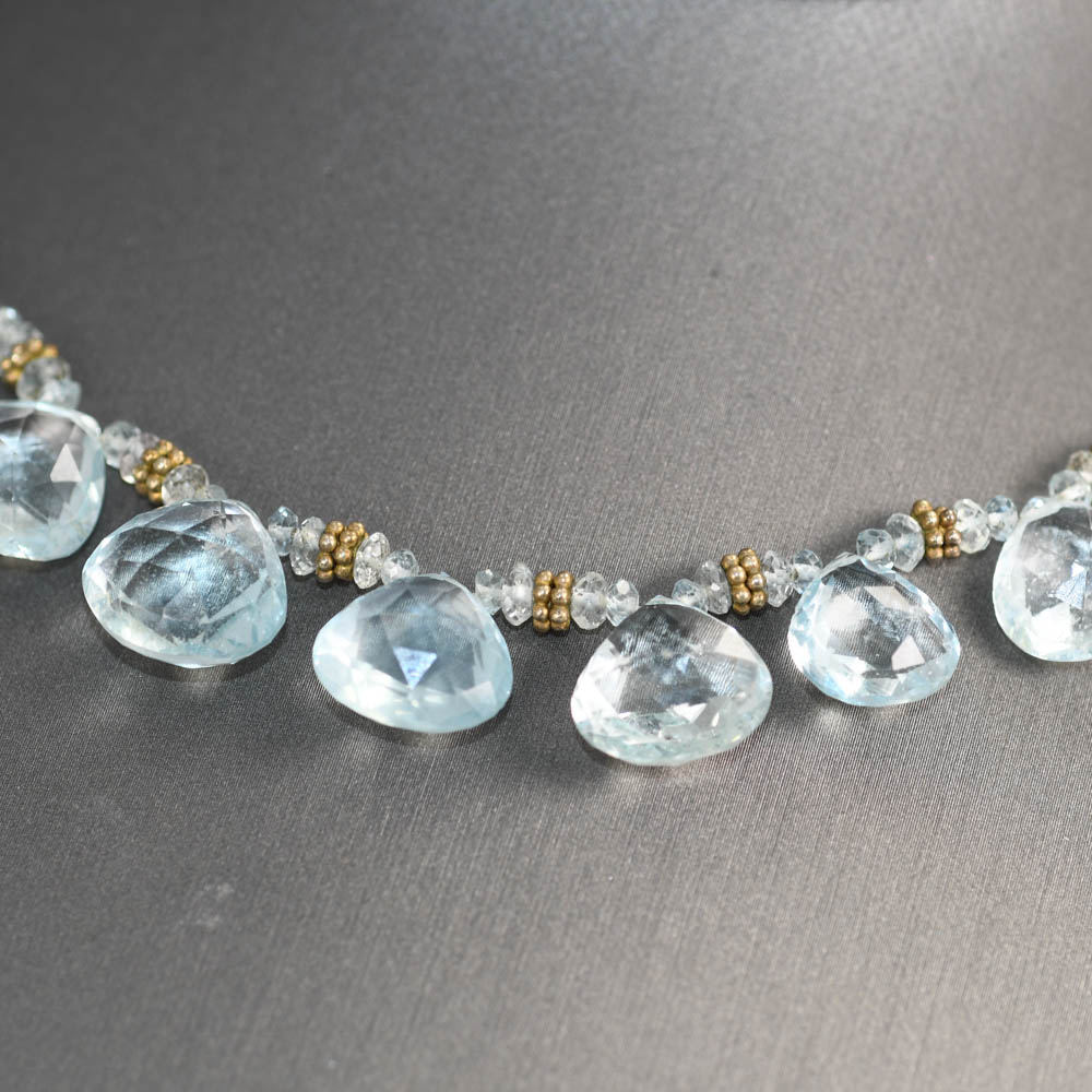 14K Yellow Gold Aquamarine Necklace, 80 carats - Image 4