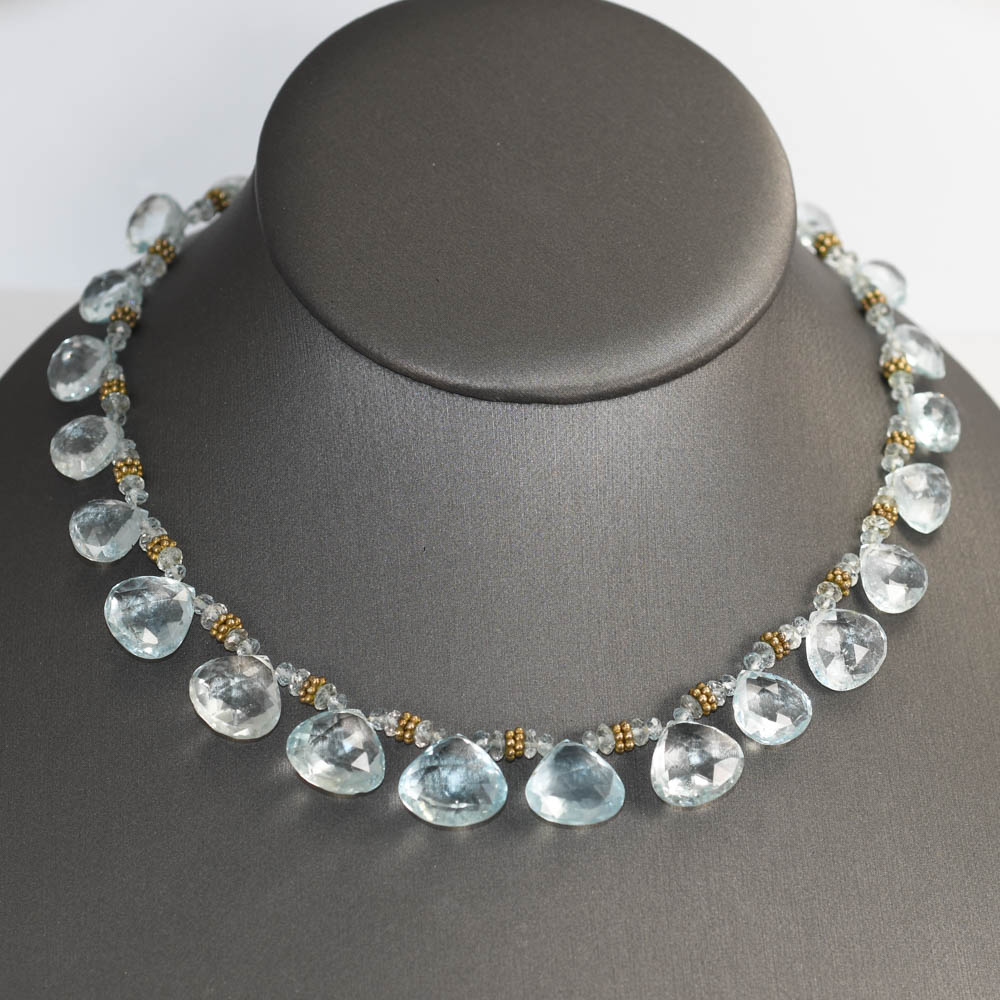 14K Yellow Gold Aquamarine Necklace, 80 carats - Image 2