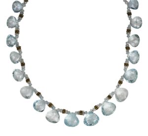 14K Yellow Gold Aquamarine Necklace, 80 carats